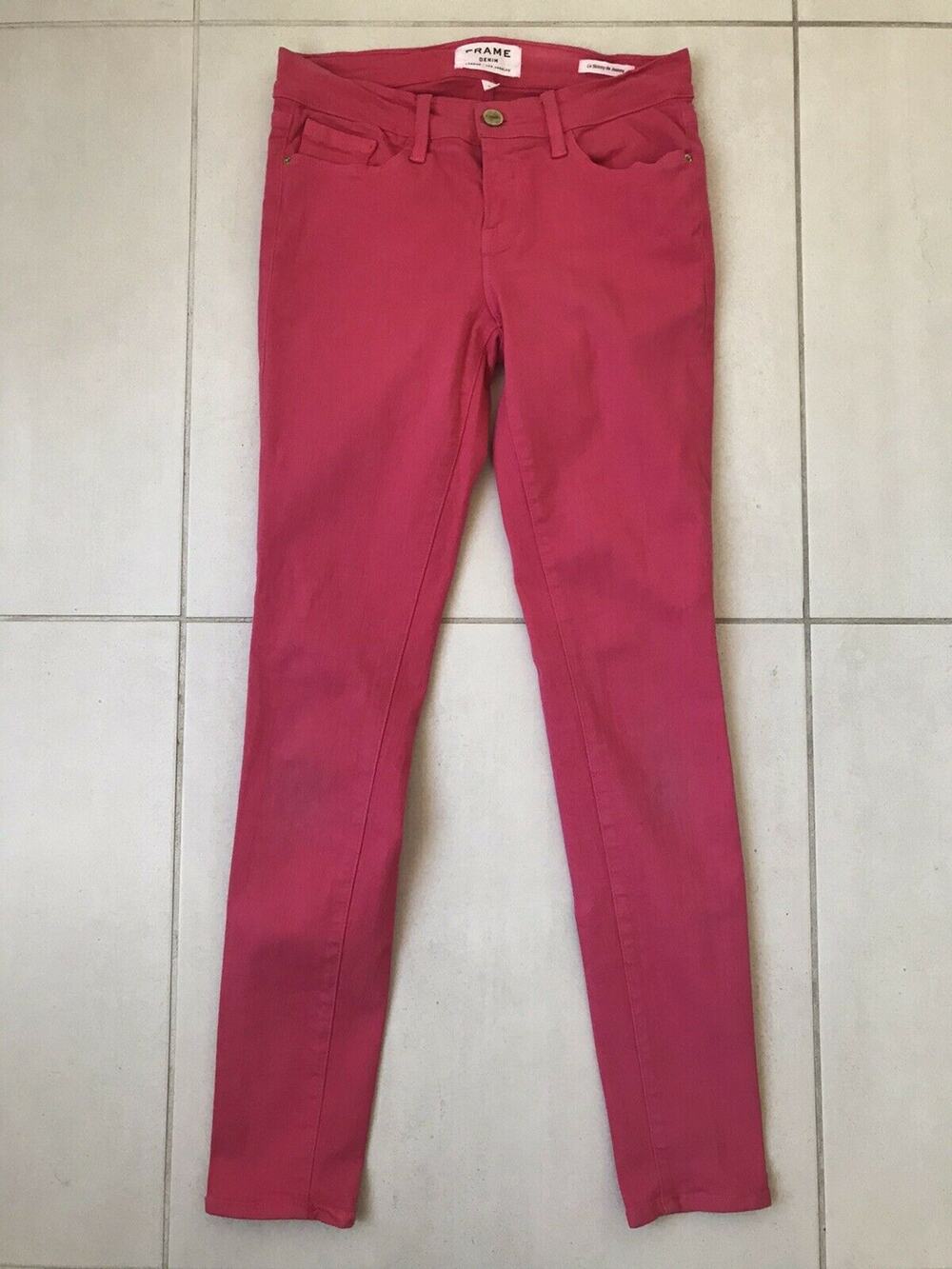 Frame Le Skinny de Jeanne Low Rise Denim Jeans FLAW